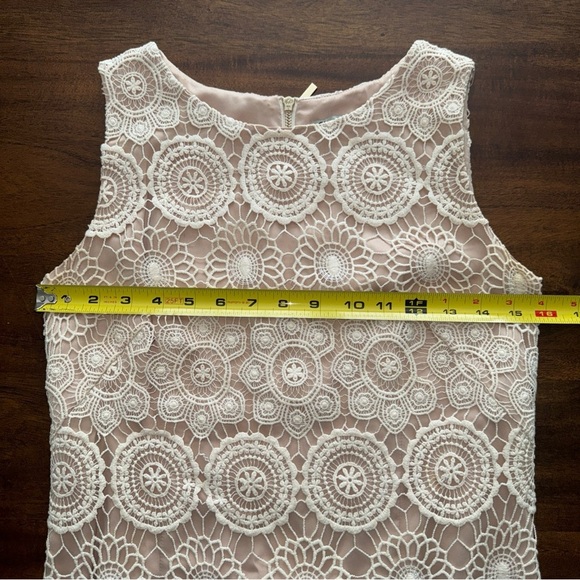 Eliza J Ivory Crochet Lace with Nude Underlay Sleeveless Petite Sheath Dress 2P - Picture 10 of 12